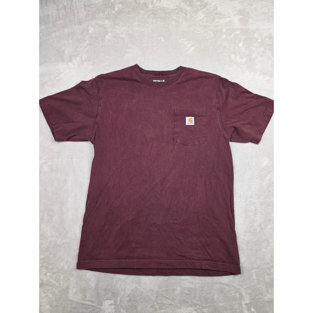 Carhartt Pocket T-Shirt Mens Medium Maroon Loose Fit Short Sleeve Cotton